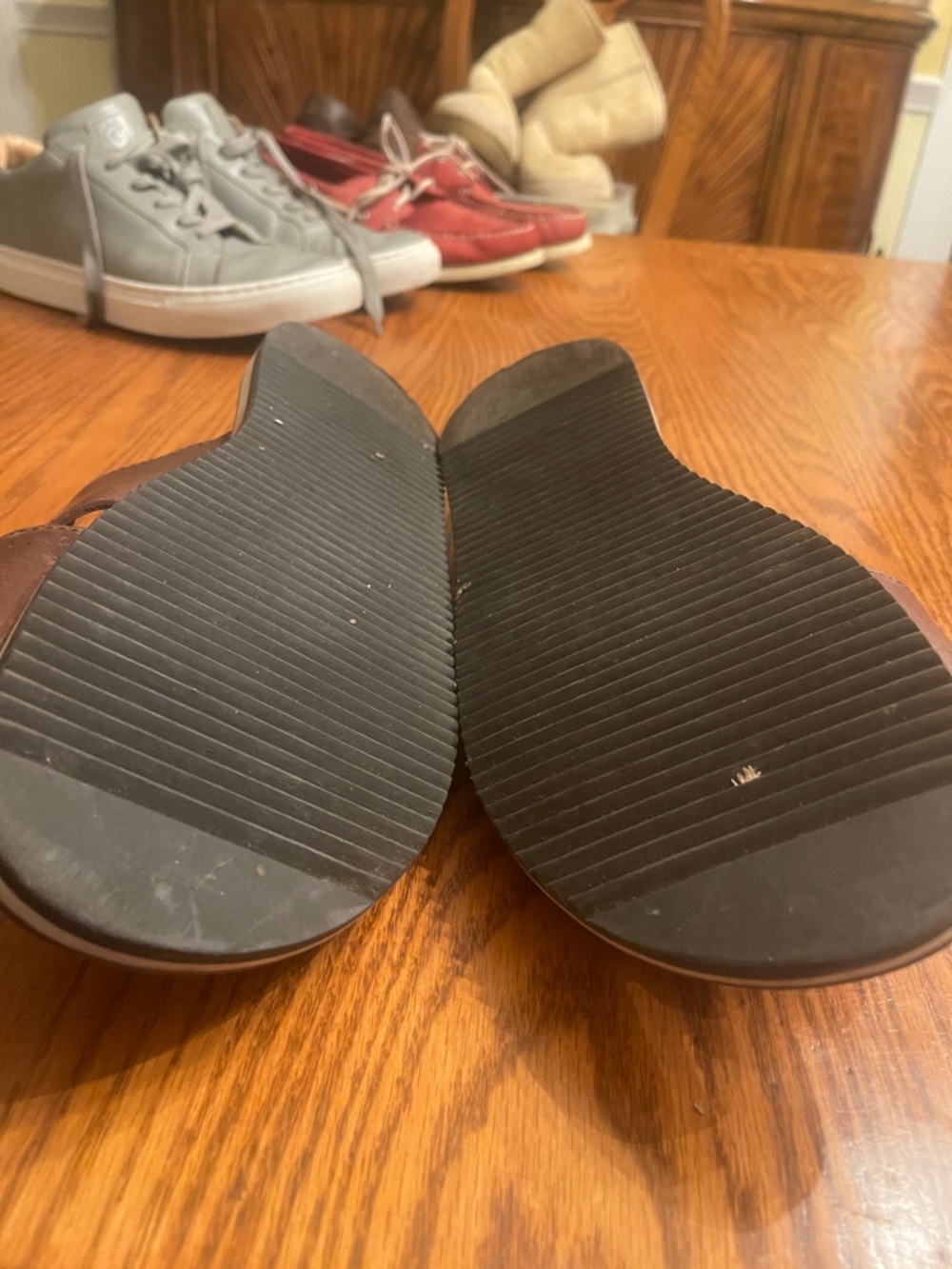 Allen Edmonds Brown Leather Cross-Strap Slide Sandals - Picture 3 of 3